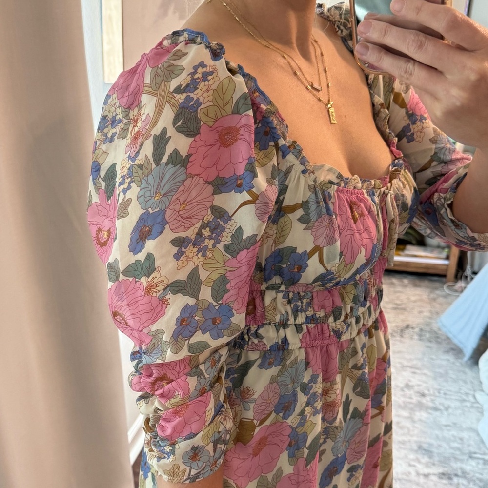Pastel Floral Midi Dress - Picture 3 of 10